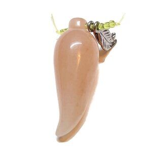 As Low As $2 Large Peach Aventurine Stone Pepper Pendant 44mm x 15mm